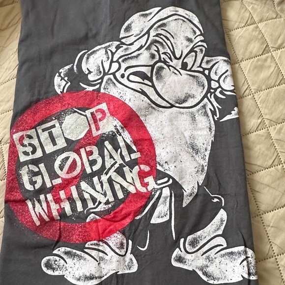 Disney Grumpy Short Sleeve Gray T-shirt “Stop Global Whining” Organic Cotton XL - Picture 6 of 7